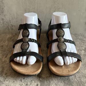 Minnetonka Women's Meryl Sandal Black Leather Slingback Sz 8 US